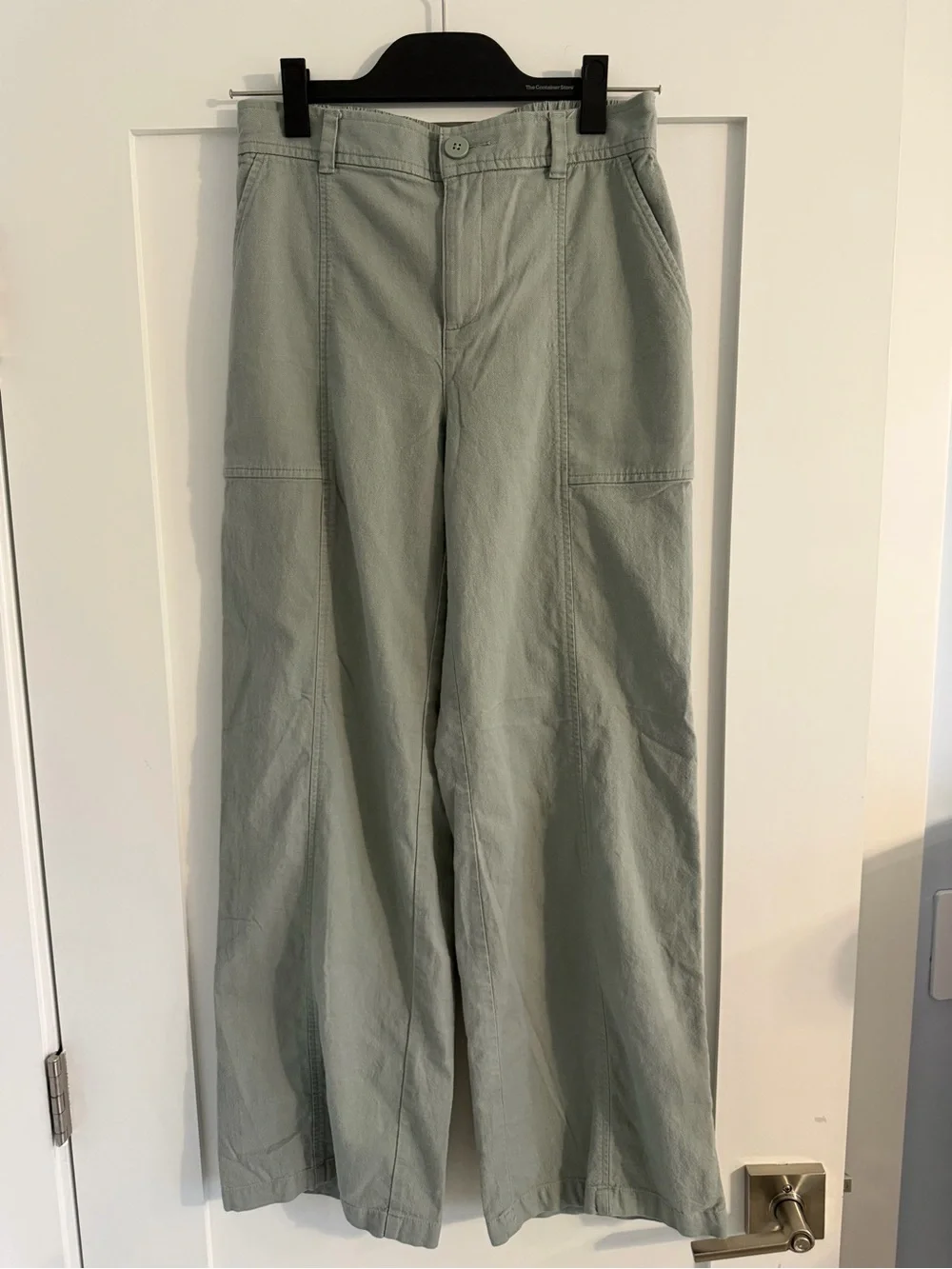 Loft Outlet Wide-Leg High-Rise Sage Green Trouser  Pants